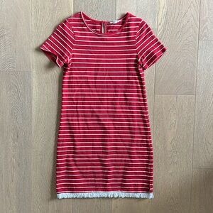 Red and White Striped Fringe Dress